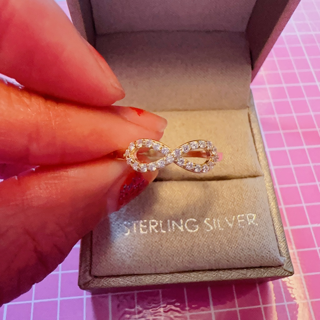Stella Rose London 925 Sterling Silver Paved Golden Ring With Forever Sign